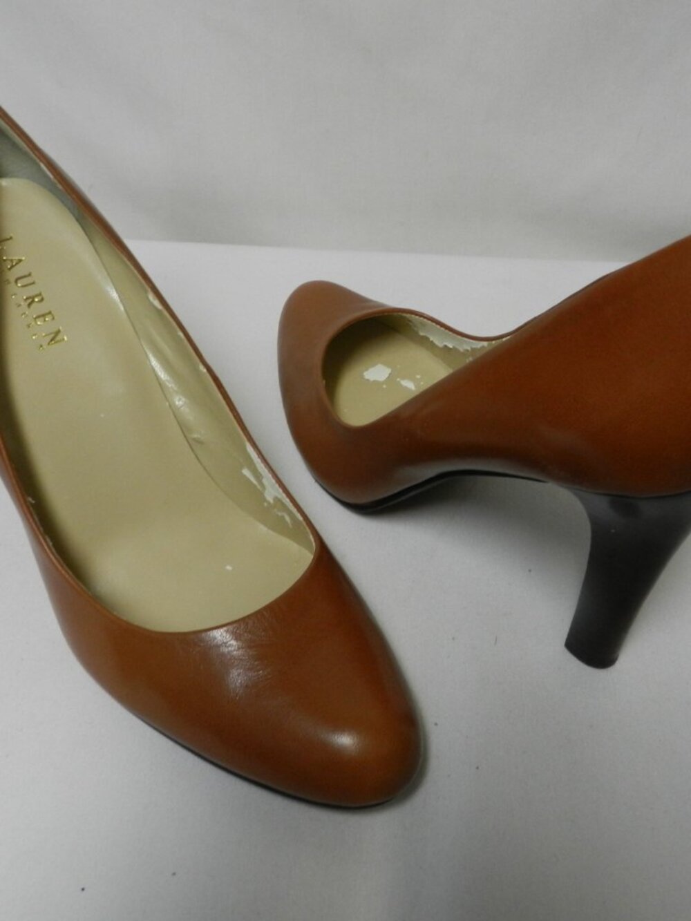 Lauren Ralph Lauren Leather brown Classic Heels pumps slip on Size Sz 10